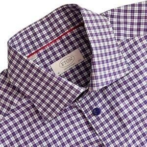 Eton contemporary spread collar dress shirt with mitered cuffs size 15.75/40